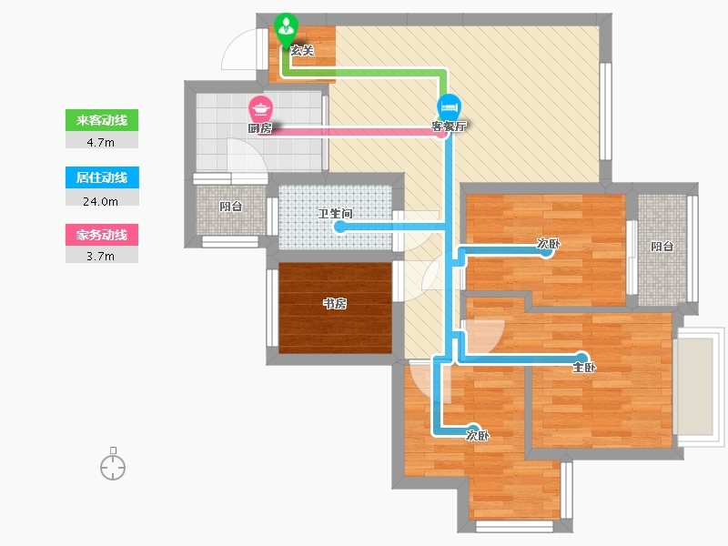 广东省-深圳市-豪方天际1栋C户型图-64.85-户型库-动静线