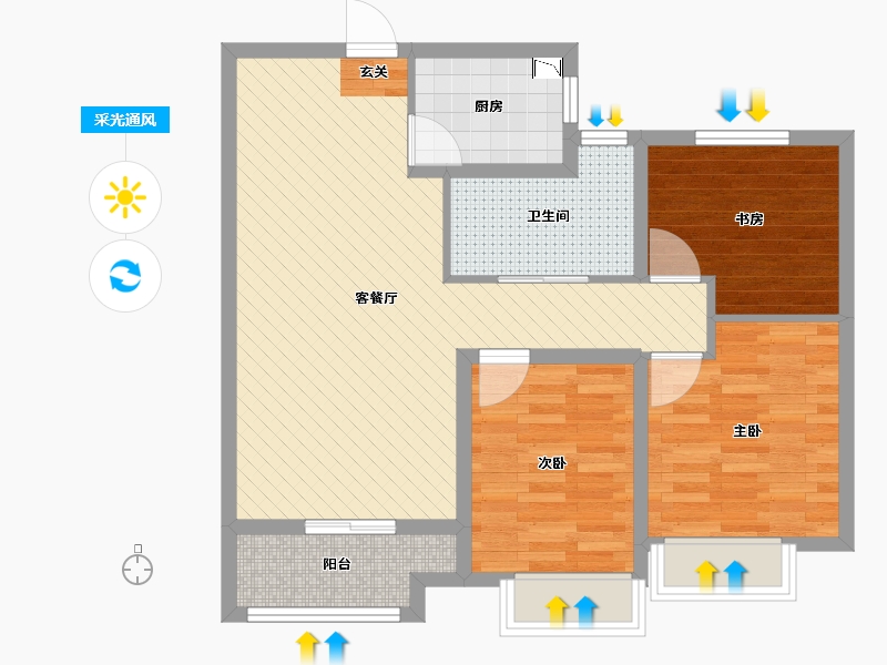 山东省-济宁市-绿地・国际城-76.46-户型库-采光通风