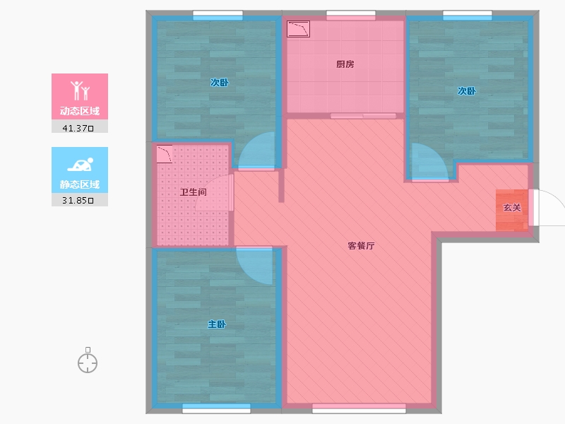 黑龙江省-哈尔滨市-鲁商凤凰城-65.00-户型库-动静分区