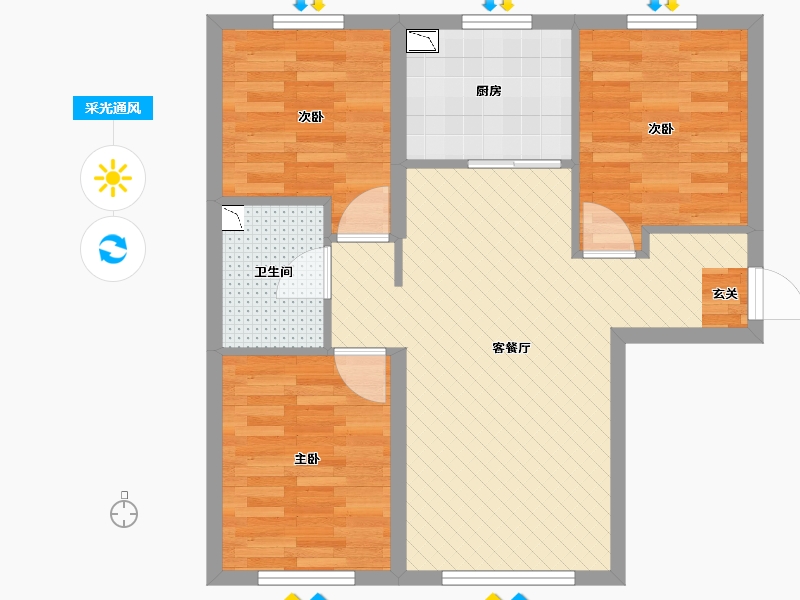 黑龙江省-哈尔滨市-鲁商凤凰城-65.00-户型库-采光通风