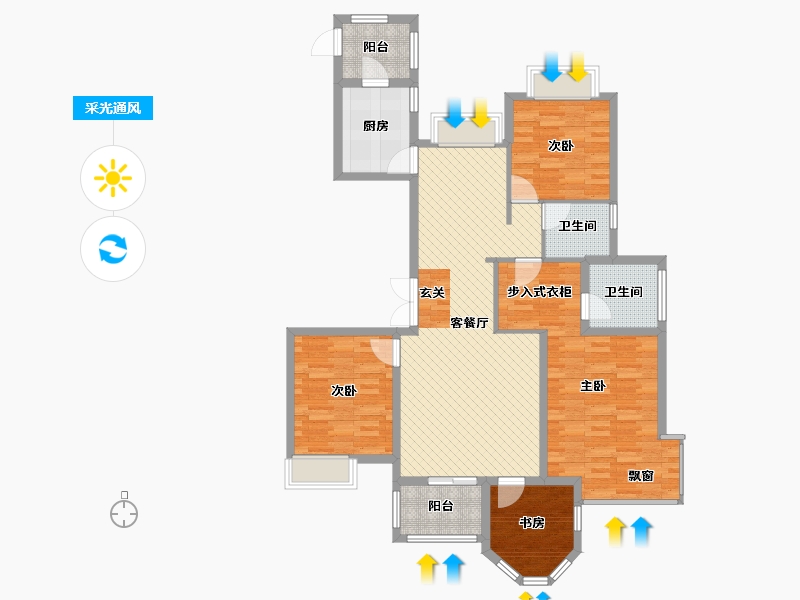 浙江省-温州市-金色嘉园-113.00-户型库-采光通风