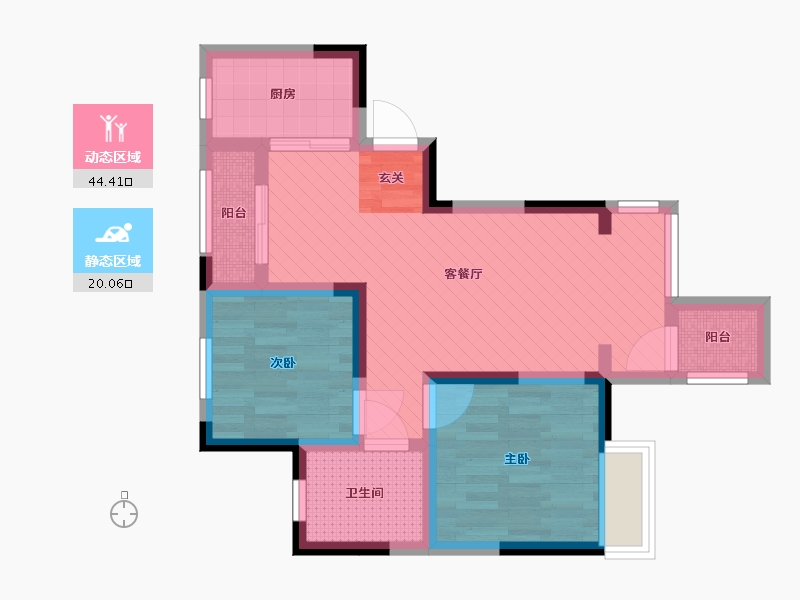 吉林省-长春市-香港城二期-54.42-户型库-动静分区