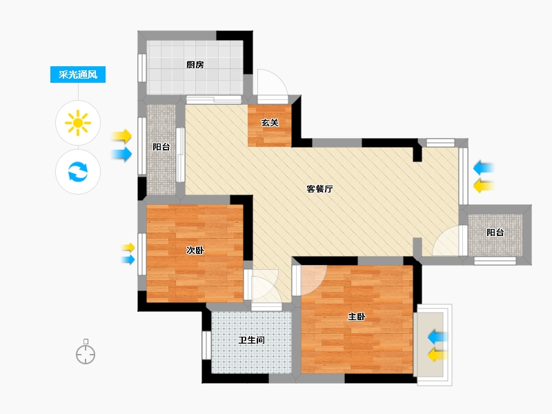 吉林省-长春市-香港城二期-54.42-户型库-采光通风