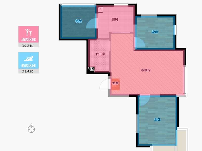 辽宁省-沈阳市-美域天成-62.00-户型库-动静分区