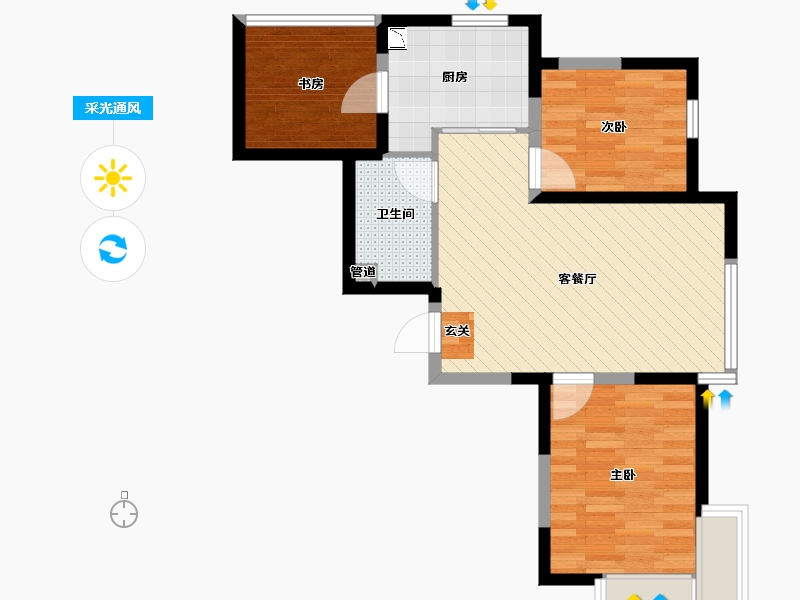 辽宁省-沈阳市-美域天成-62.00-户型库-采光通风