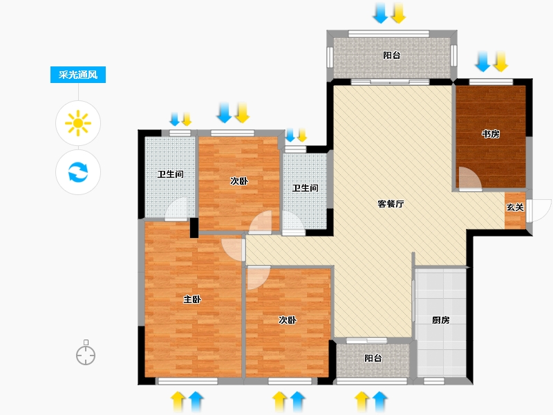 广西壮族自治区-桂林市-华润中央公园-127.27-户型库-采光通风