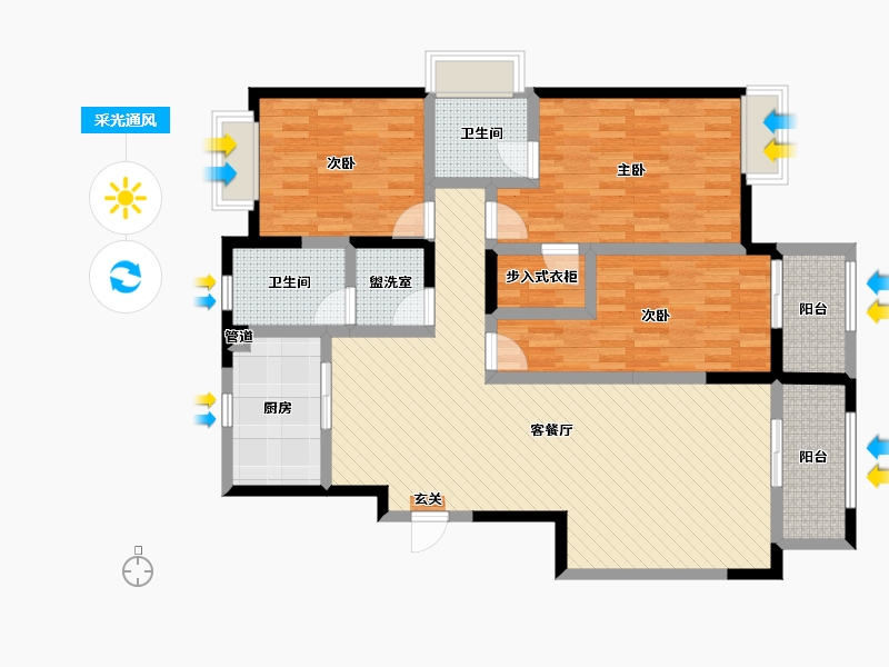 山东省-泰安市-天柱峰路-116.61-户型库-采光通风