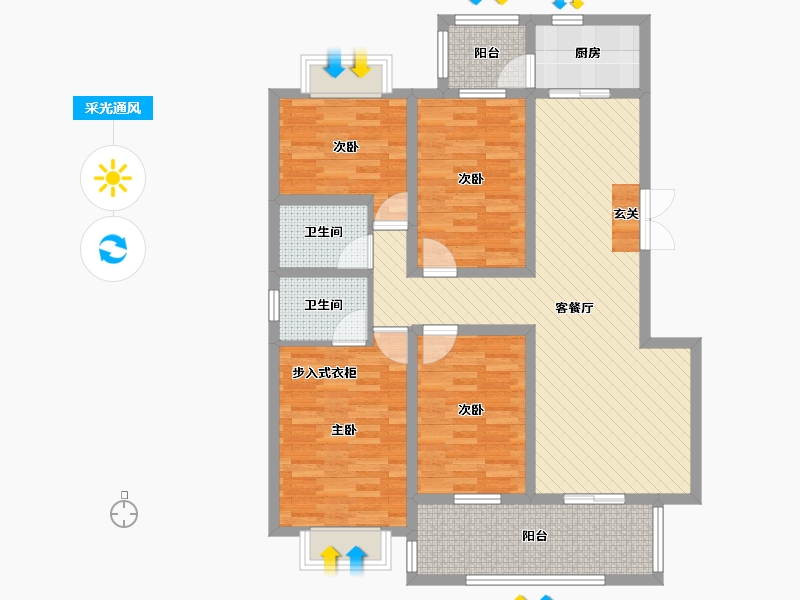 陕西省-汉中市-中青国际社区-108.00-户型库-采光通风