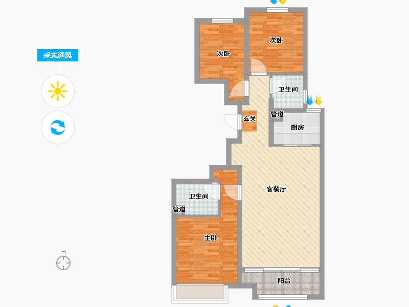 河北省-邢台市-皓顺壹号院-83.27-户型库-采光通风