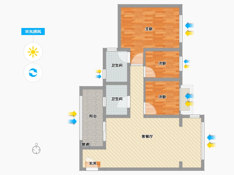 四川省-成都市-信和御龙山-80.00-户型库-采光通风