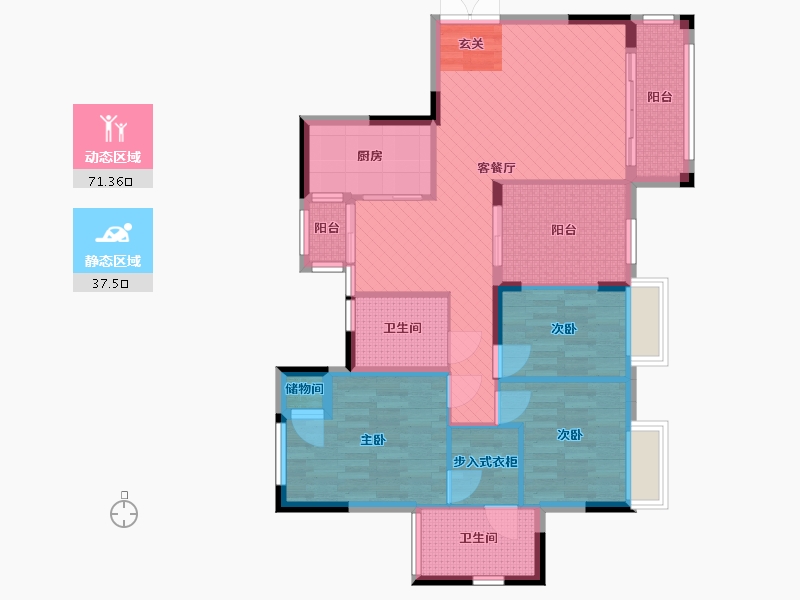 贵州省-遵义市-航天罗庄-95.18-户型库-动静分区