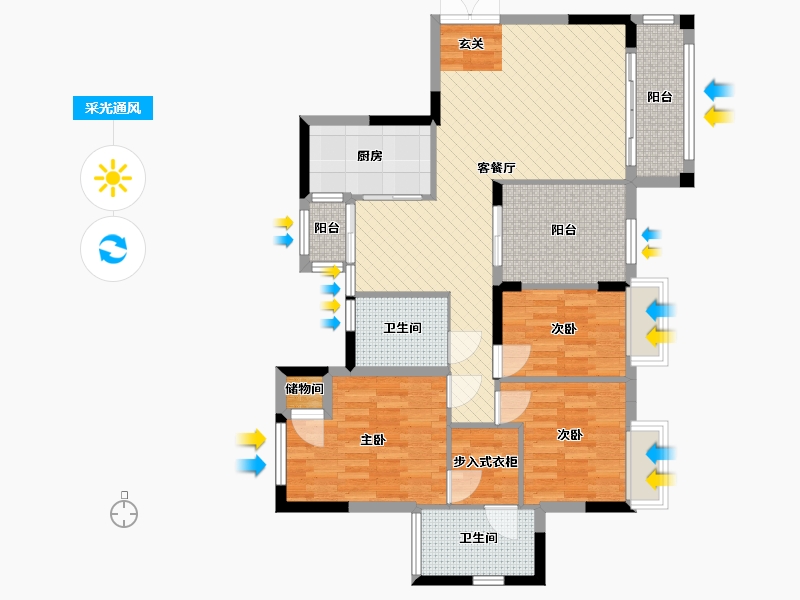 贵州省-遵义市-航天罗庄-95.18-户型库-采光通风