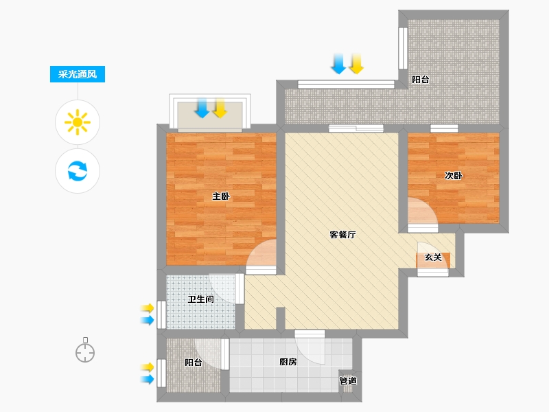 贵州省-贵阳市-花果园-60.35-户型库-采光通风