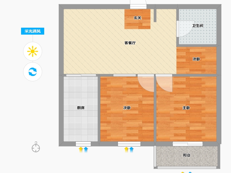 山西省-吕梁市-明珠广场-55.13-户型库-采光通风