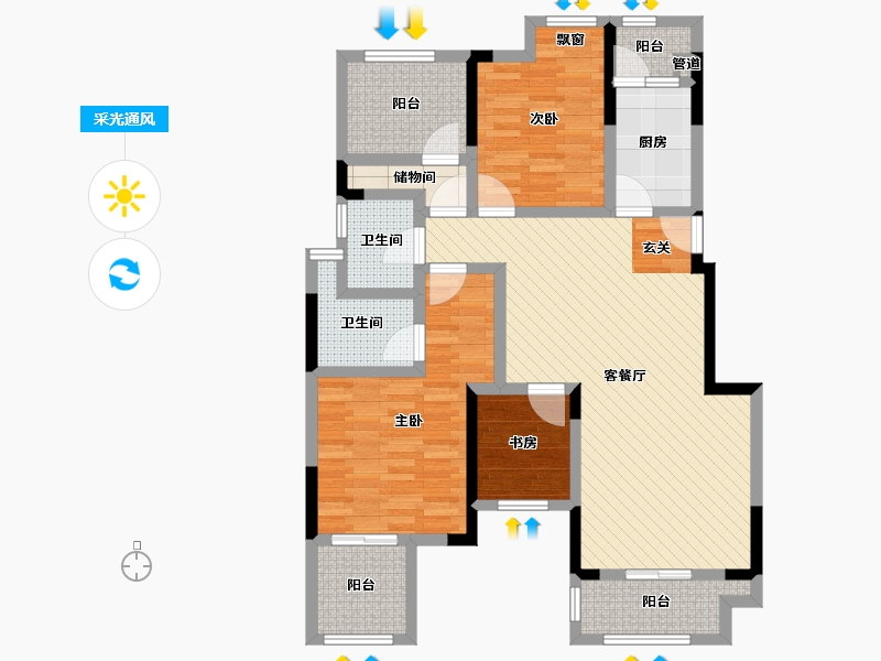 重庆-重庆市-渝能中央大道-100.00-户型库-采光通风