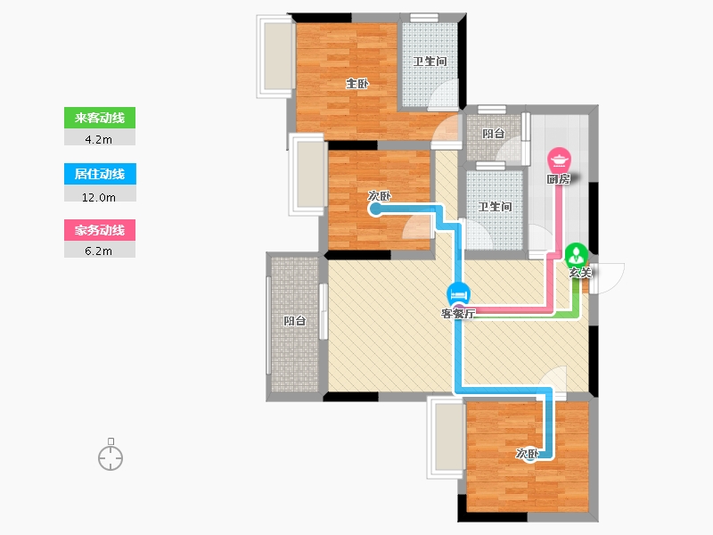 重庆-重庆市-双福时代广场-76.66-户型库-动静线