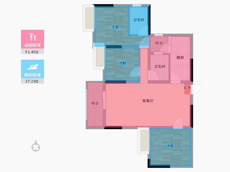 重庆-重庆市-双福时代广场-76.66-户型库-动静分区