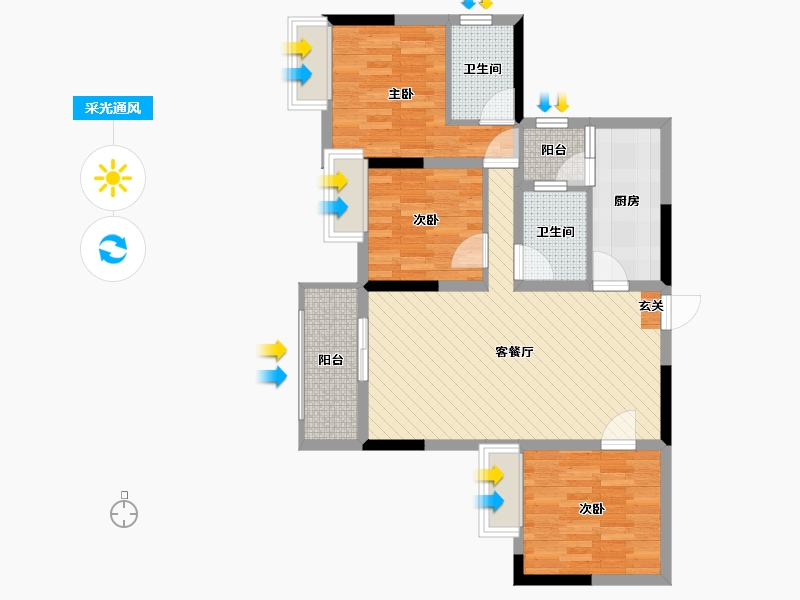 重庆-重庆市-双福时代广场-76.66-户型库-采光通风