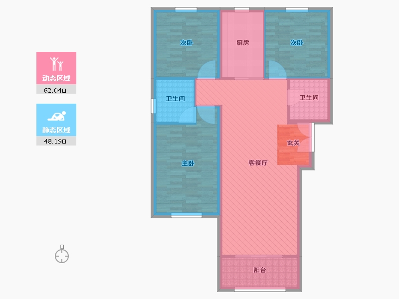 内蒙古自治区-包头市-维多利摩尔城-99.20-户型库-动静分区