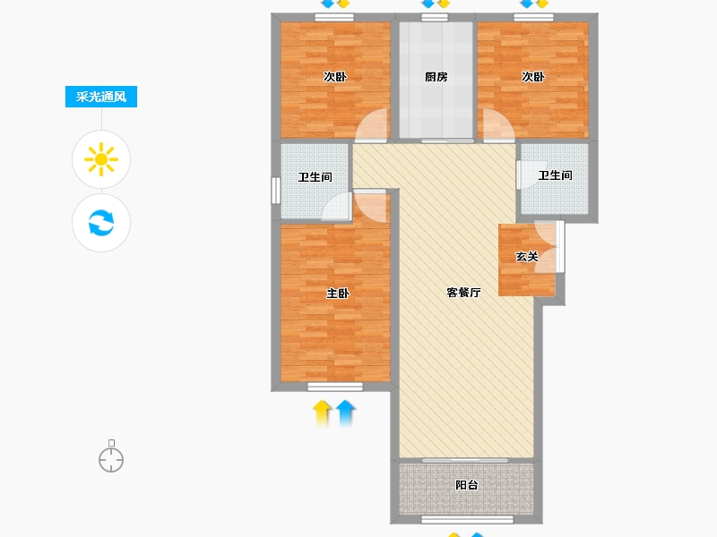 内蒙古自治区-包头市-维多利摩尔城-99.20-户型库-采光通风