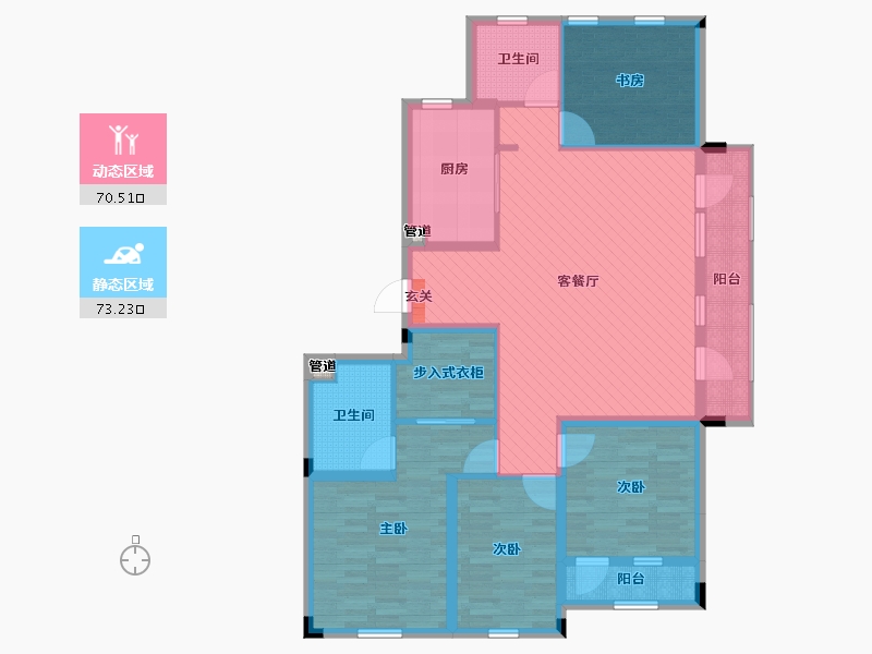 山东省-青岛市-中航绿城.玫瑰园-128.00-户型库-动静分区