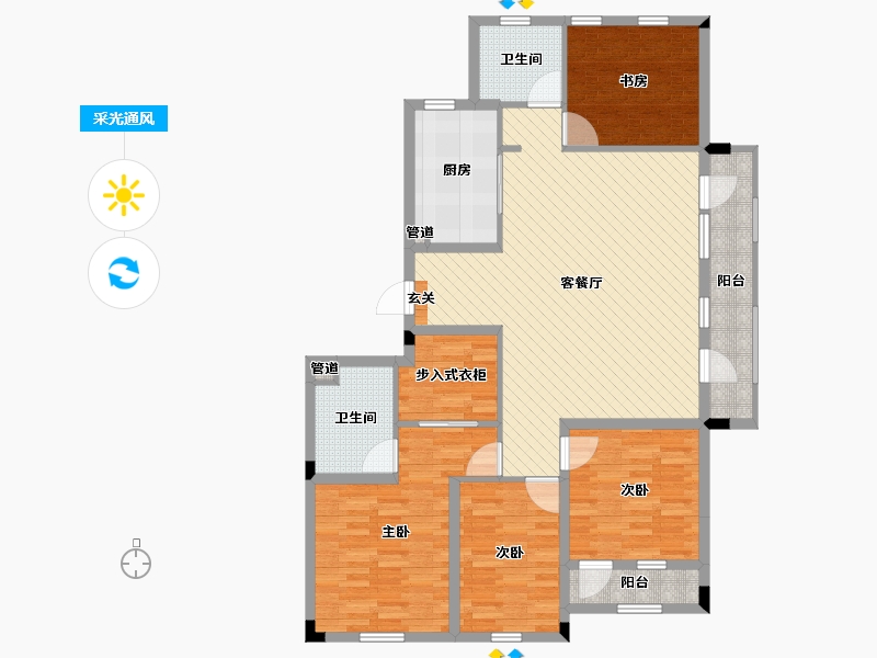 山东省-青岛市-中航绿城.玫瑰园-128.00-户型库-采光通风