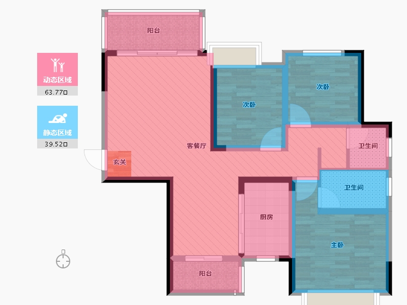 湖南省-湘西土家族苗族自治州-鸿景国际城-88.96-户型库-动静分区