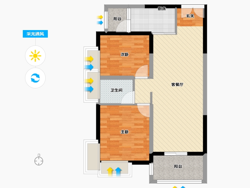 湖北省-十堰市-东风阳光城-68.53-户型库-采光通风