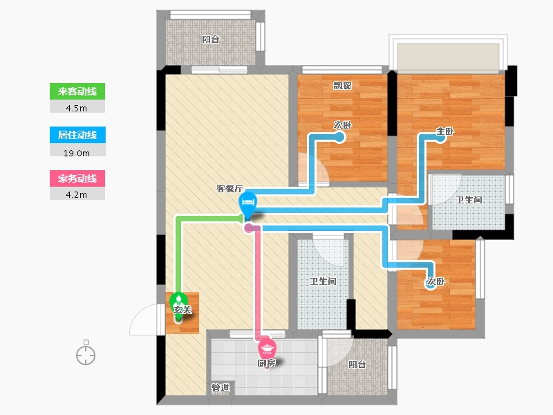 重庆-重庆市-鲁能领秀城四街区-69.39-户型库-动静线