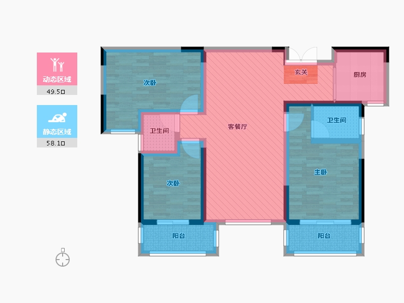 湖南省-长沙市-八方小区二期-C区-93.18-户型库-动静分区