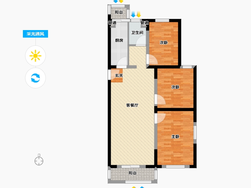 河北省-唐山市-丽馨园-78.63-户型库-采光通风