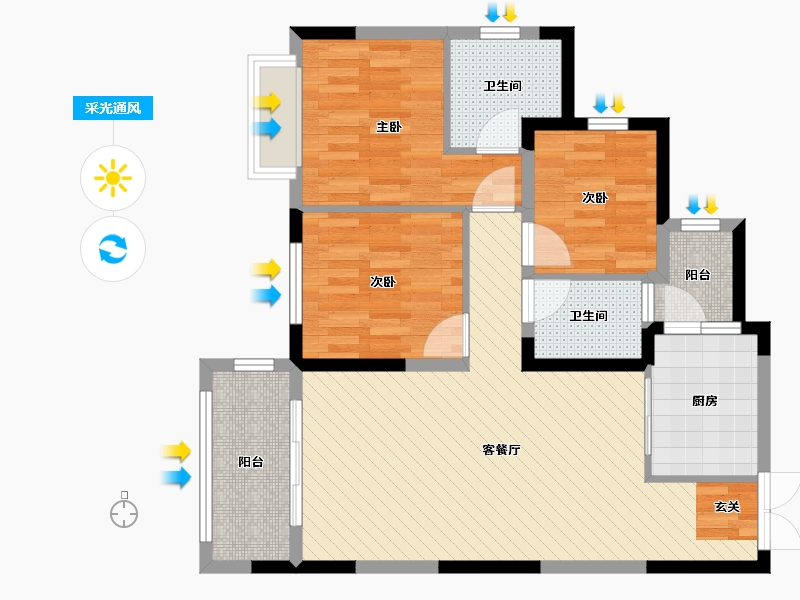 贵州省-遵义市-祥龙御府-81.80-户型库-采光通风