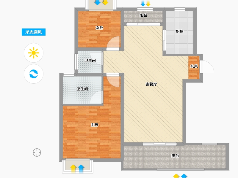 江西省-南昌市-幸福时光-二期-96.70-户型库-采光通风