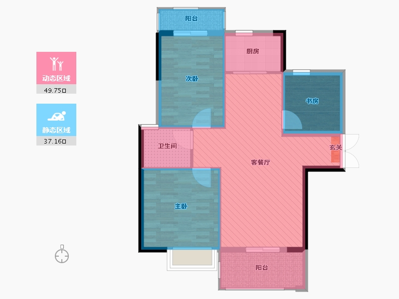 湖北省-天门市-汉旺世纪城-77.58-户型库-动静分区