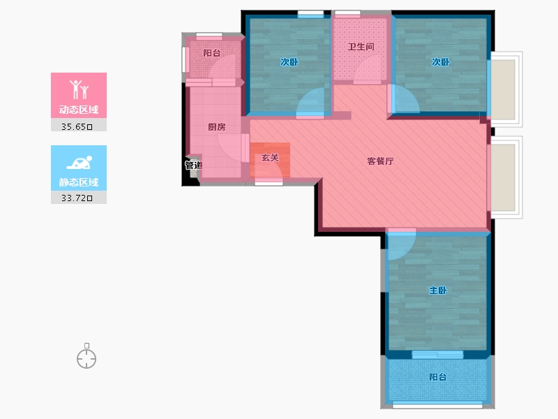 河南省-郑州市-和昌湾景国际二期17号楼-59.17-户型库-动静分区