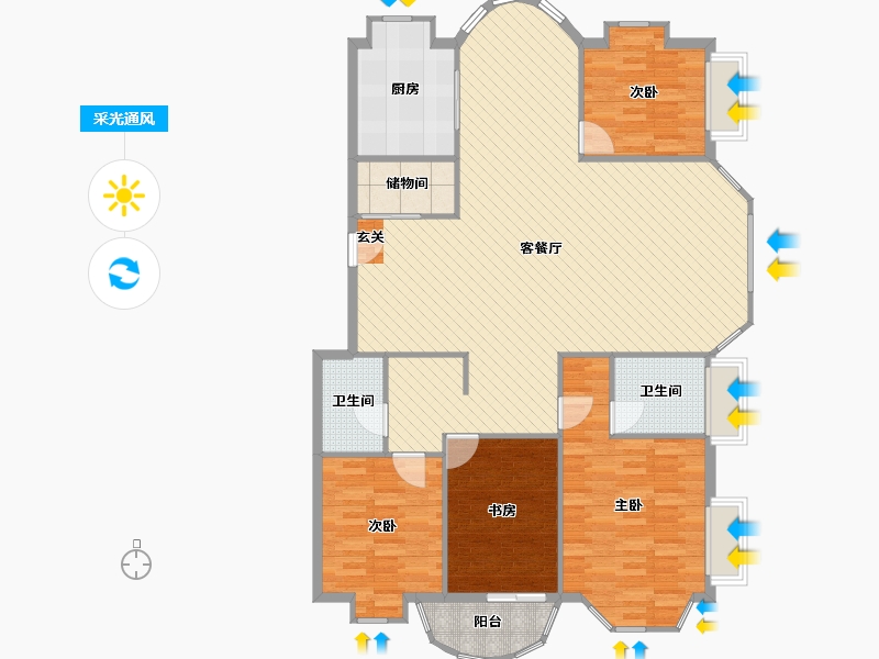 浙江省-温州市-家景花园华景苑-143.79-户型库-采光通风