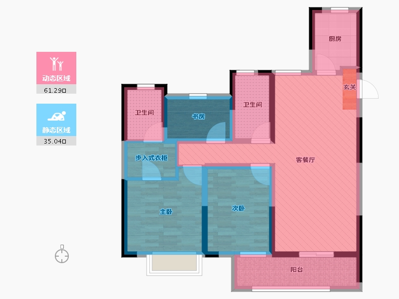 浙江省-嘉兴市-嘉善孔雀城-83.01-户型库-动静分区