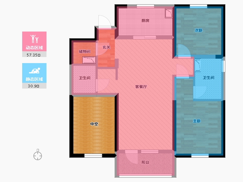 辽宁省-沈阳市-沈阳万科-87.38-户型库-动静分区