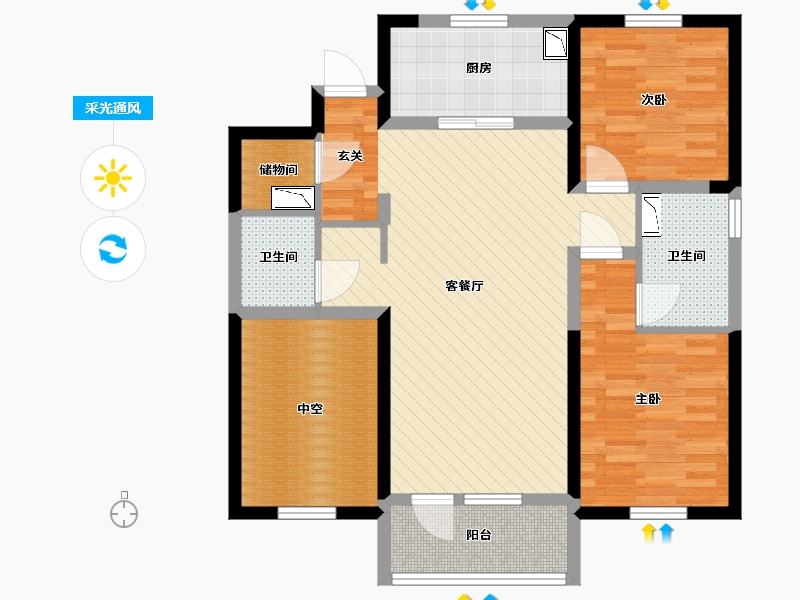 辽宁省-沈阳市-沈阳万科-87.38-户型库-采光通风