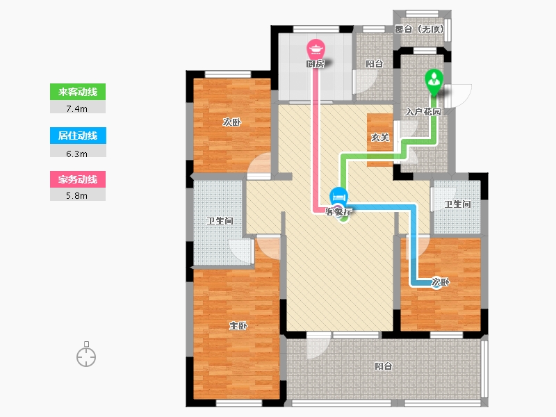 吉林省-延边朝鲜族自治州-水岸明珠-111.44-户型库-动静线