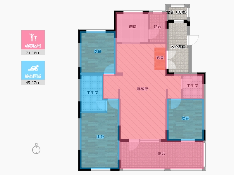 吉林省-延边朝鲜族自治州-水岸明珠-111.44-户型库-动静分区