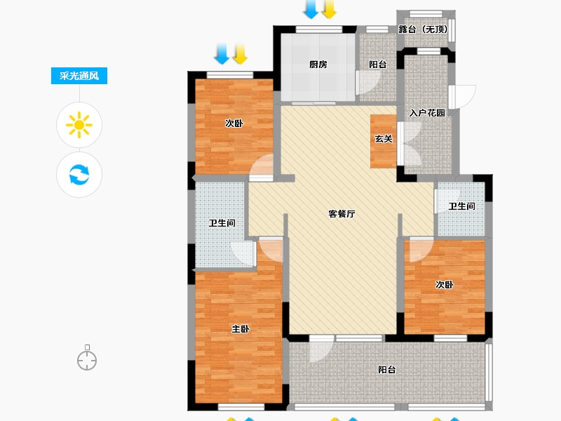 吉林省-延边朝鲜族自治州-水岸明珠-111.44-户型库-采光通风