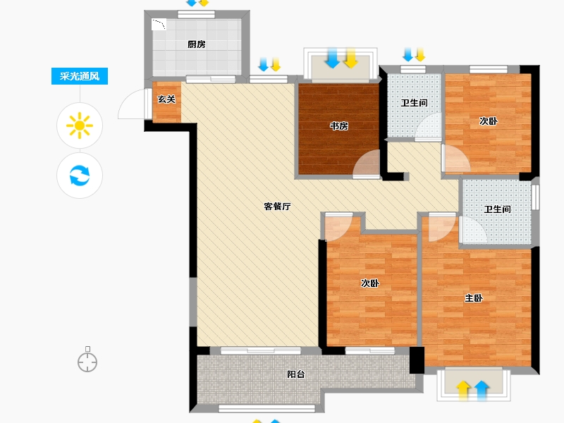 福建省-南平市-西城国际-100.39-户型库-采光通风