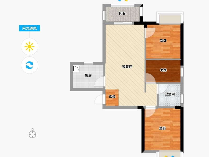 湖北省-武汉市-保利上城-61.69-户型库-采光通风