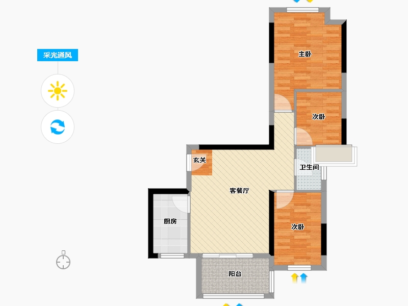 广东省-深圳市-正大时代华庭-65.92-户型库-采光通风