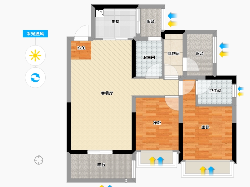 四川省-巴中市-乐湾御府-75.20-户型库-采光通风