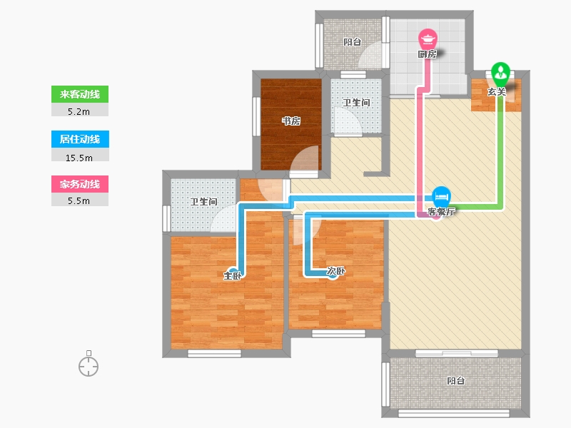 湖南省-郴州市-天龙名城-84.67-户型库-动静线