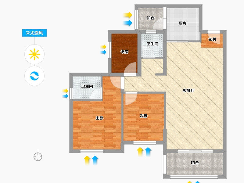 湖南省-郴州市-天龙名城-84.67-户型库-采光通风