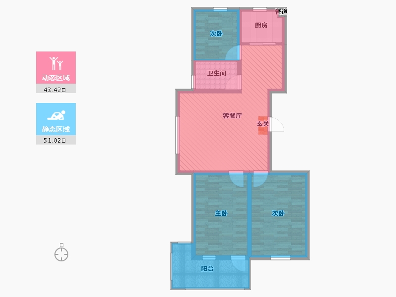 辽宁省-辽阳市-襄平蓝庭-83.45-户型库-动静分区