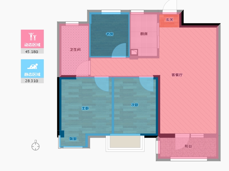 湖北省-武汉市-北辰-64.77-户型库-动静分区